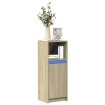 Aparador con LED madera de ingeniería roble Sonoma 38x34x100 cm