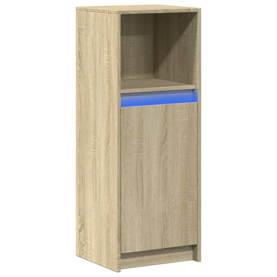 Aparador con LED madera de ingeniería roble Sonoma 38x34x100
