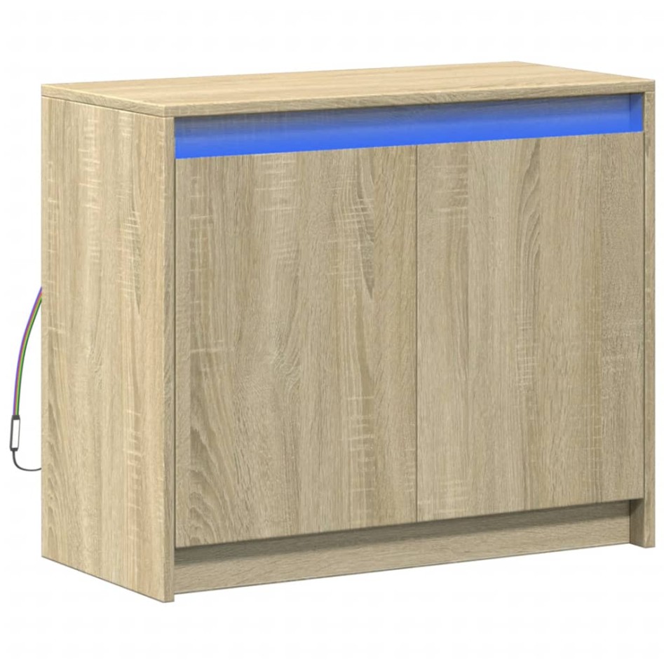 Aparador con LED madera de ingeniería roble Sonoma 72x34x61