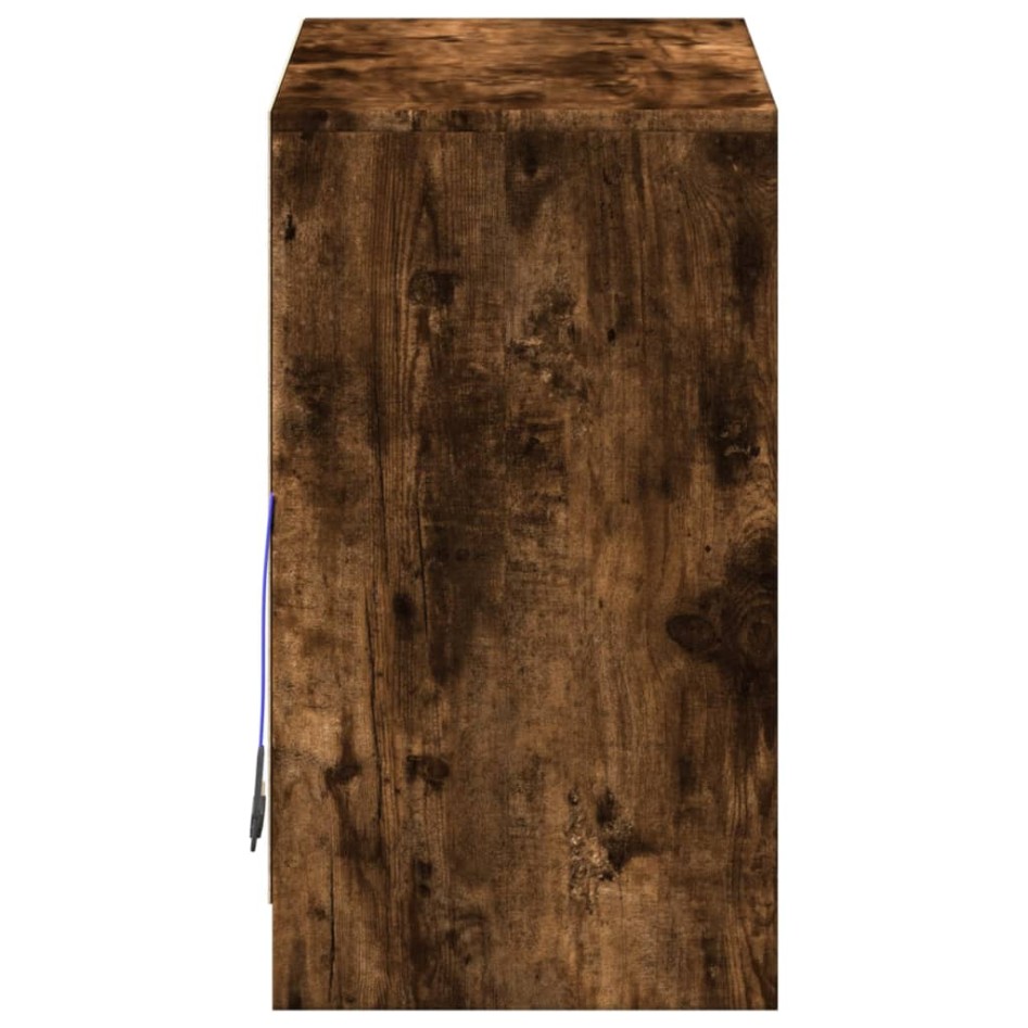 Aparador con LED madera ingeniería roble ahumado 72x34x61