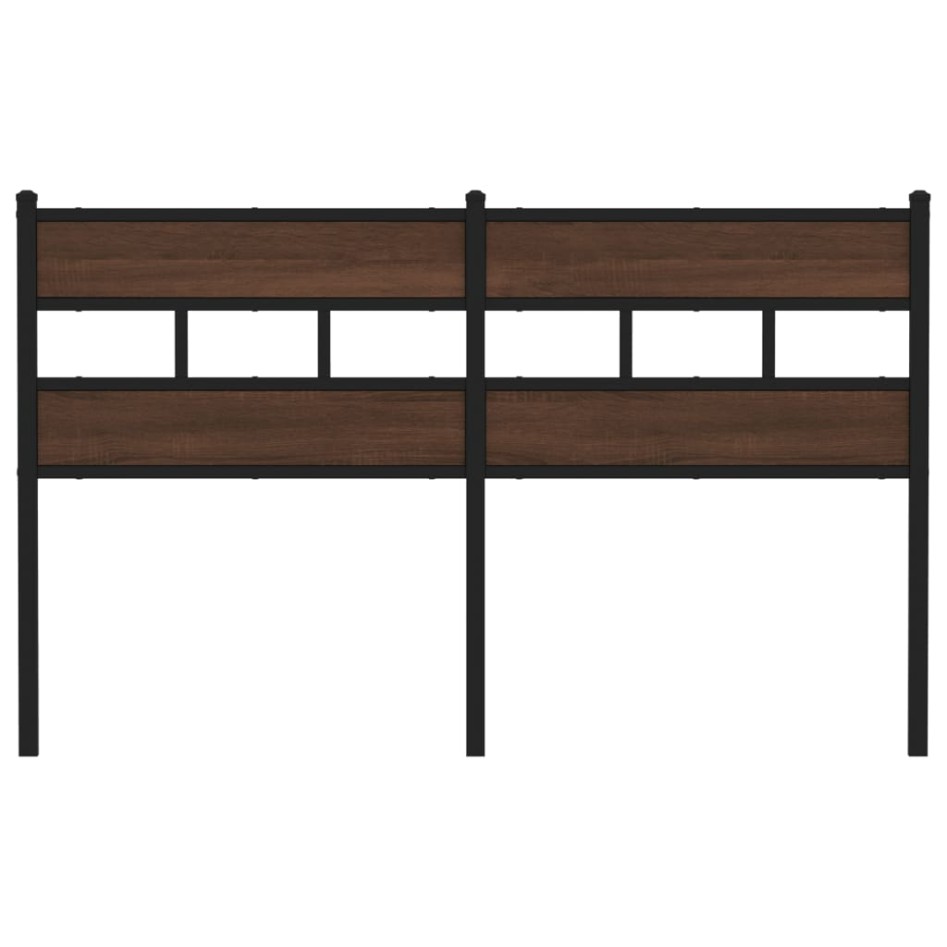 Cabecero de acero y madera de ingeniería marrón roble 150