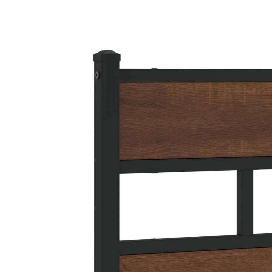 Cabecero de acero y madera de ingeniería marrón roble 150