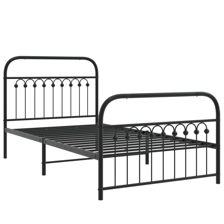 Estructura cama sin colchón con estribo metal negro 100x190
