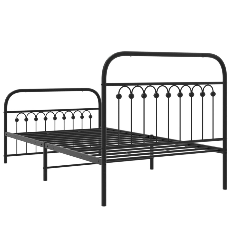 Estructura cama sin colchón con estribo metal negro 100x190