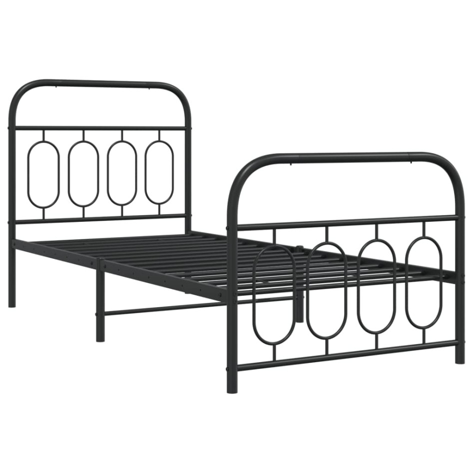 Estructura cama sin colchón con estribo metal negro 90x190
