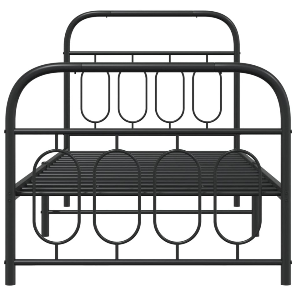 Estructura cama sin colchón con estribo metal negro 90x190