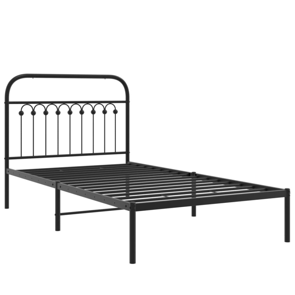 Estructura cama sin colchón con cabecero metal negro 100x190