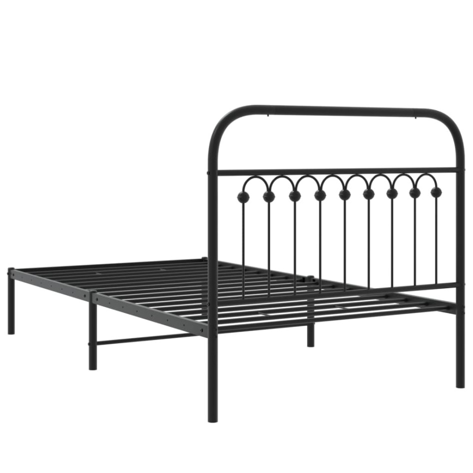 Estructura cama sin colchón con cabecero metal negro 100x190