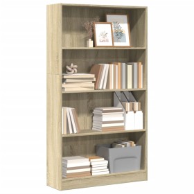 Estantería de madera de ingeniería roble Sonoma 80x24x143