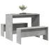 Mesa y bancos de comedor 3 pzas madera ingeniería gris