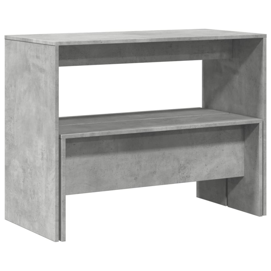 Mesa y bancos de comedor 3 pzas madera ingeniería gris