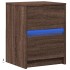 Mesita de noche con luces LED madera de ingeniería roble