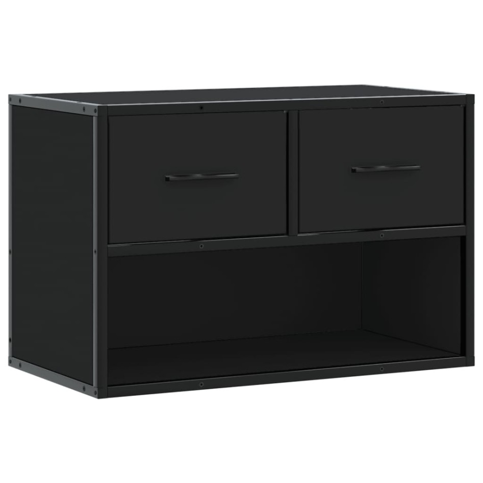 Mueble de TV metal y madera de ingeniería negro 60x31x39,5
