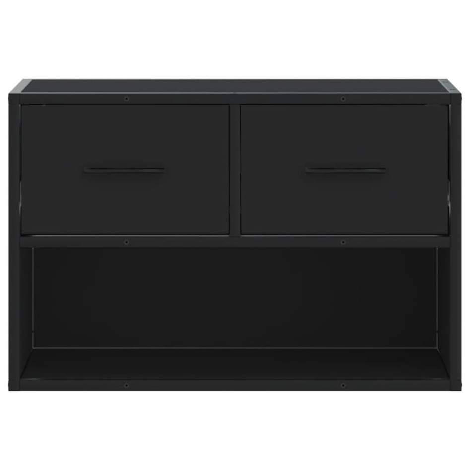 Mueble de TV metal y madera de ingeniería negro 60x31x39,5