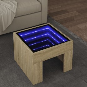 Mesa de centro con Infinity LED roble Sonoma 40x40x30
