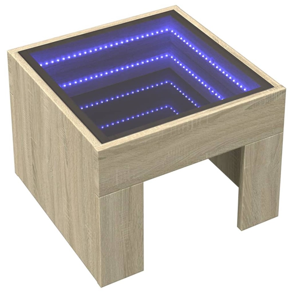 Mesa de centro con Infinity LED roble Sonoma 40x40x30