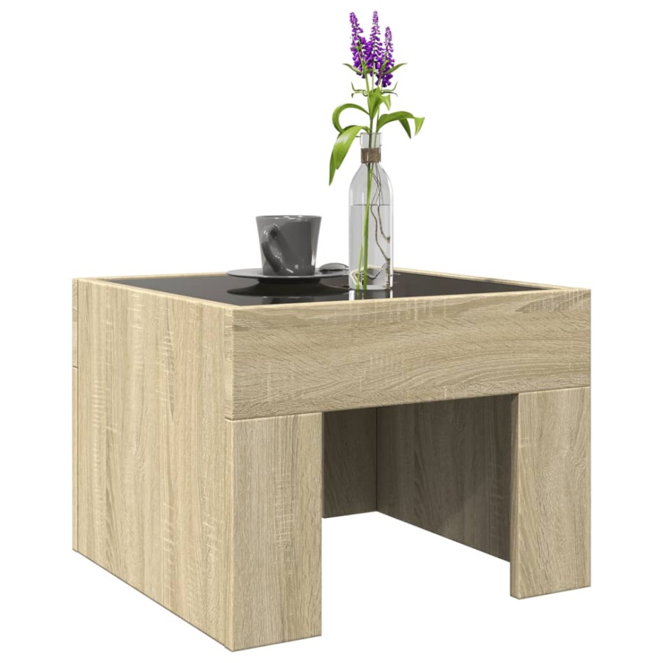 Mesa de centro con Infinity LED roble Sonoma 40x40x30