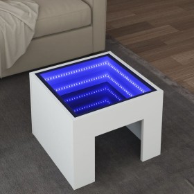 Mesa de centro con LED Infinity blanca 40x40x30