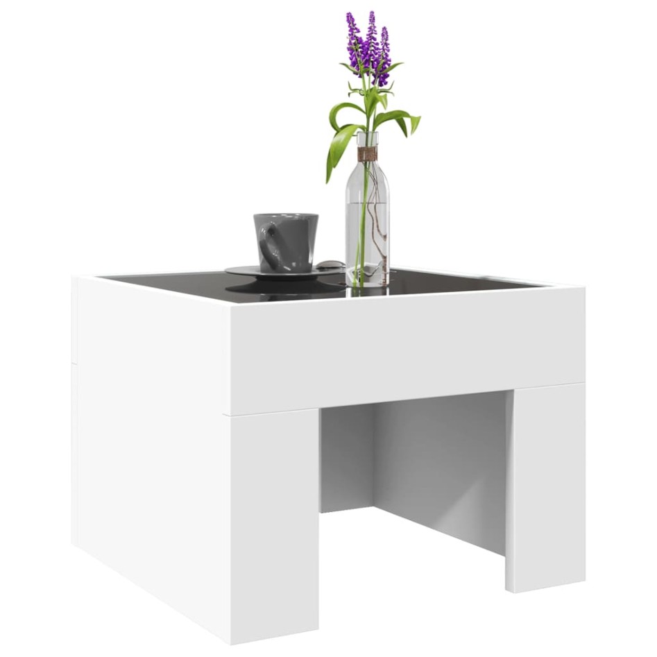 Mesa de centro con LED Infinity blanca 40x40x30
