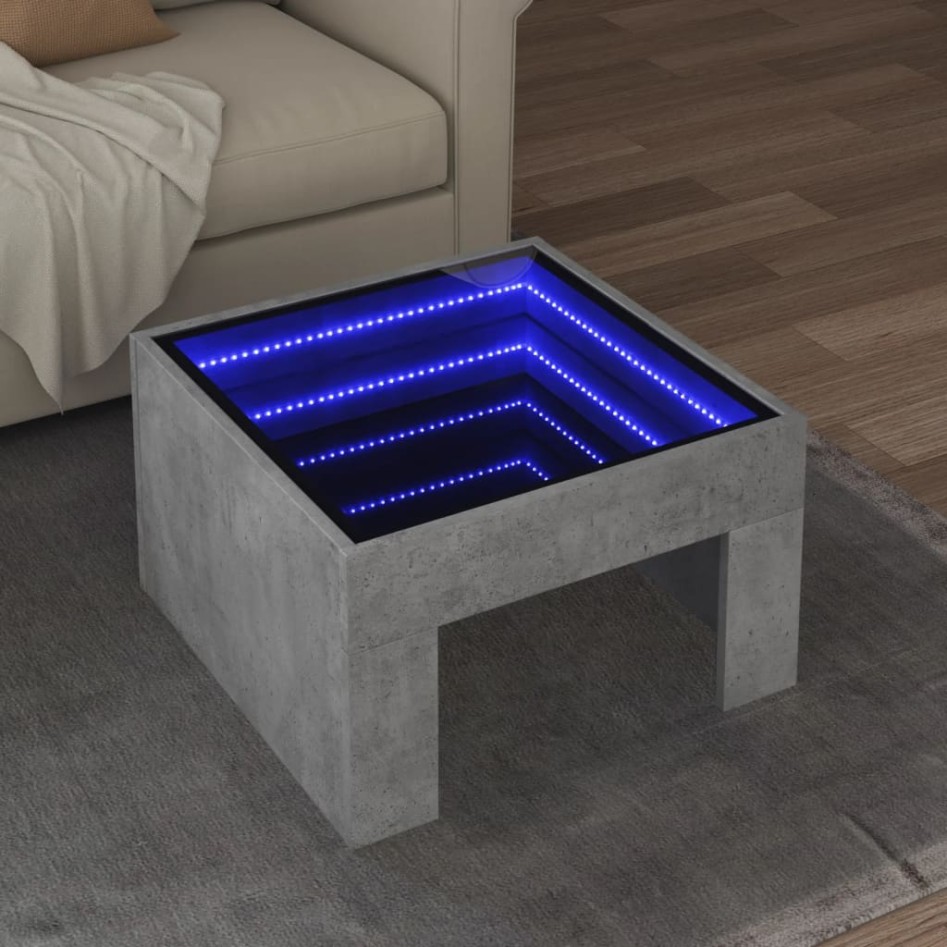 Mesa de centro con Infinity LED gris hormigón 50x50x30