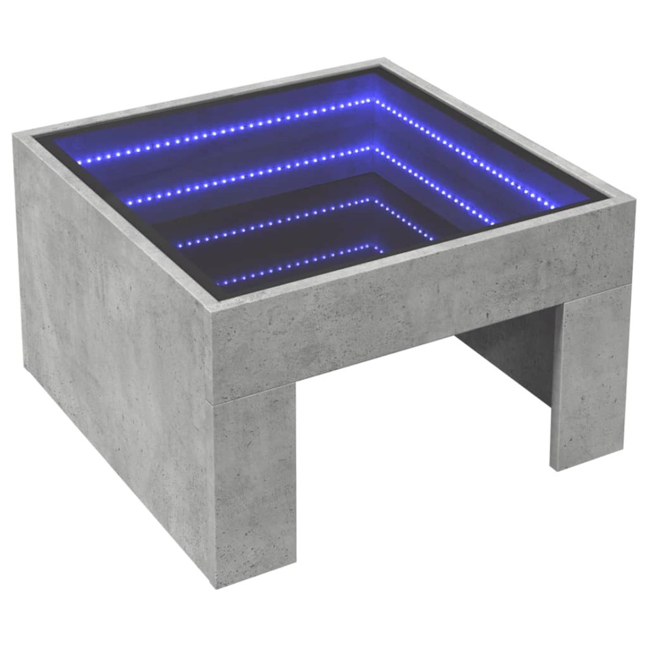 Mesa de centro con Infinity LED gris hormigón 50x50x30