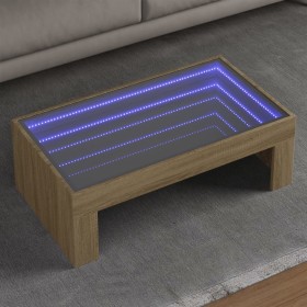 Mesa de centro con Infinity LED roble Sonoma 90x50x30