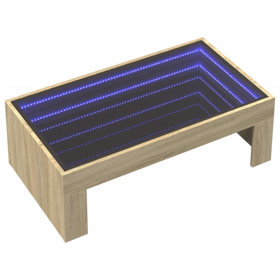 Mesa de centro con Infinity LED roble Sonoma 90x50x30