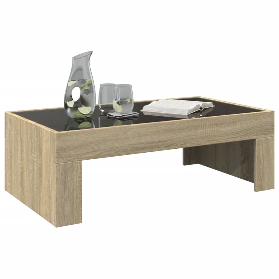 Mesa de centro con Infinity LED roble Sonoma 90x50x30