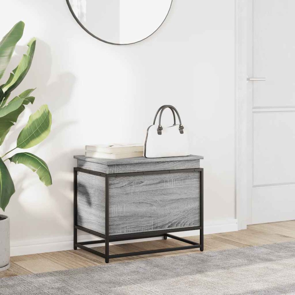 Caja de almacenaje con tapa madera gris Sonoma 60x40x51,5