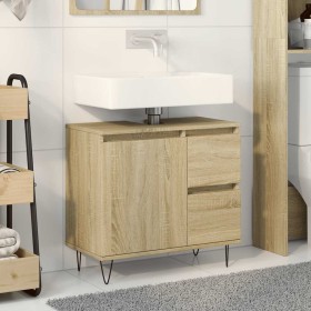 Armario de baño madera contrachapada roble Sonoma 65x33x60