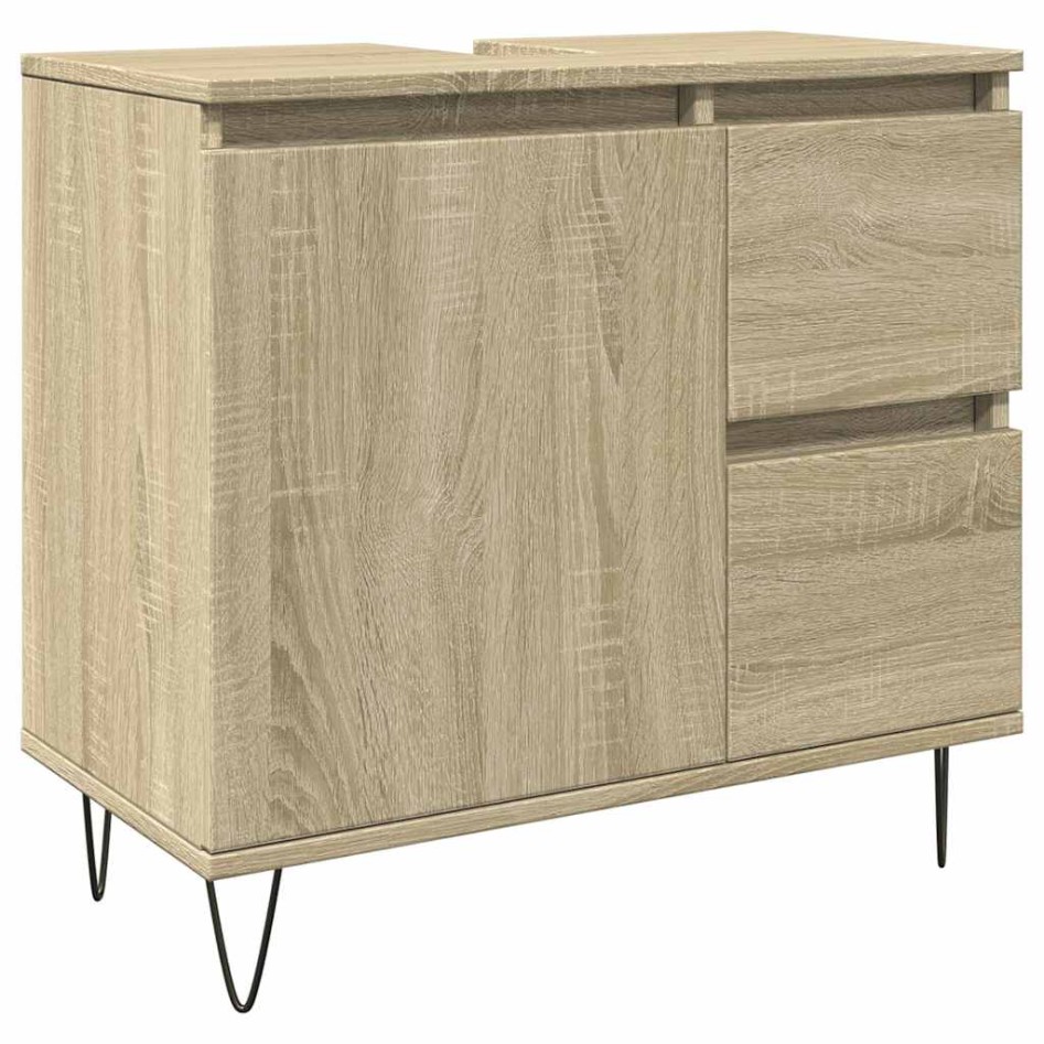Armario de baño madera contrachapada roble Sonoma 65x33x60