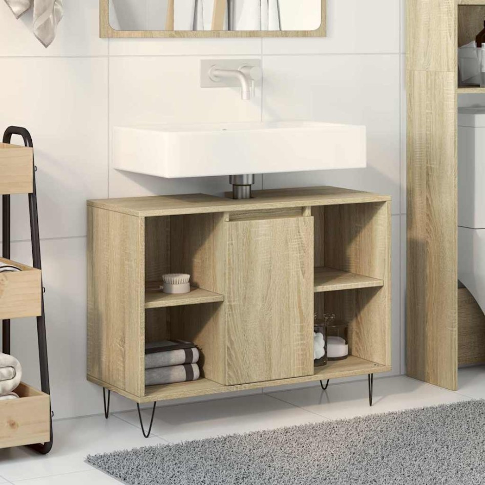 Mueble de baño madera de ingeniería roble Sonoma 80x33x60