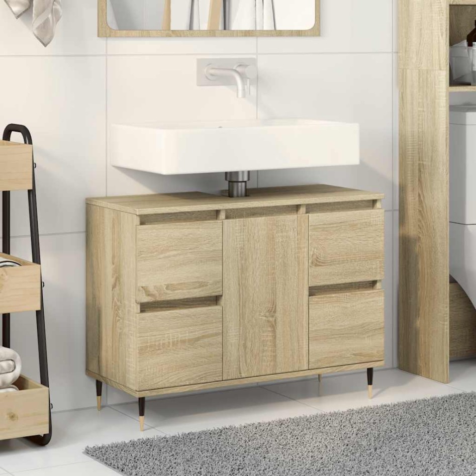 Mueble de baño madera de ingeniería roble Sonoma 80x33x60