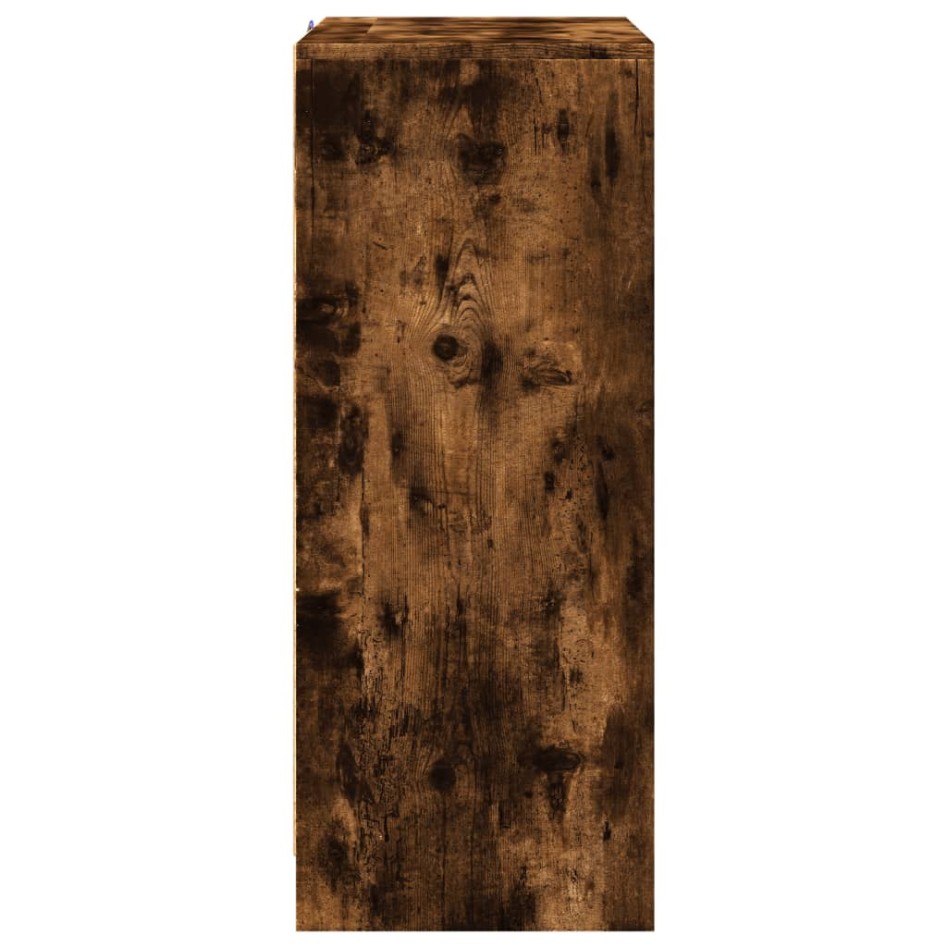 Aparador con LED madera ingeniería roble ahumado 77x34x85