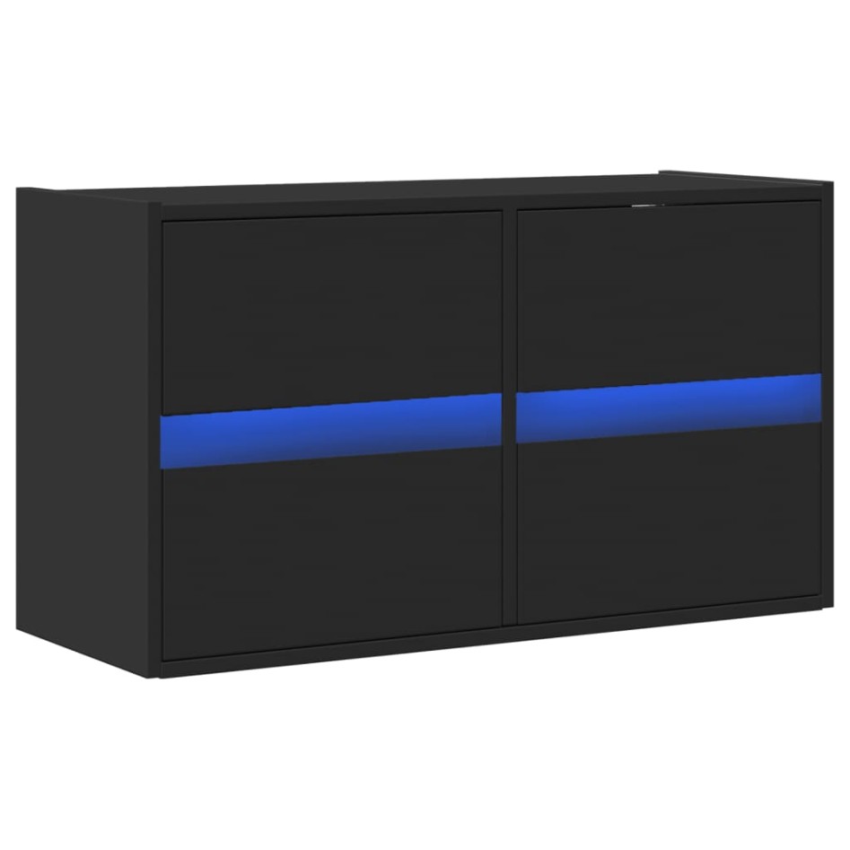 Mueble de TV de pared con luces LED negro 80x31x45