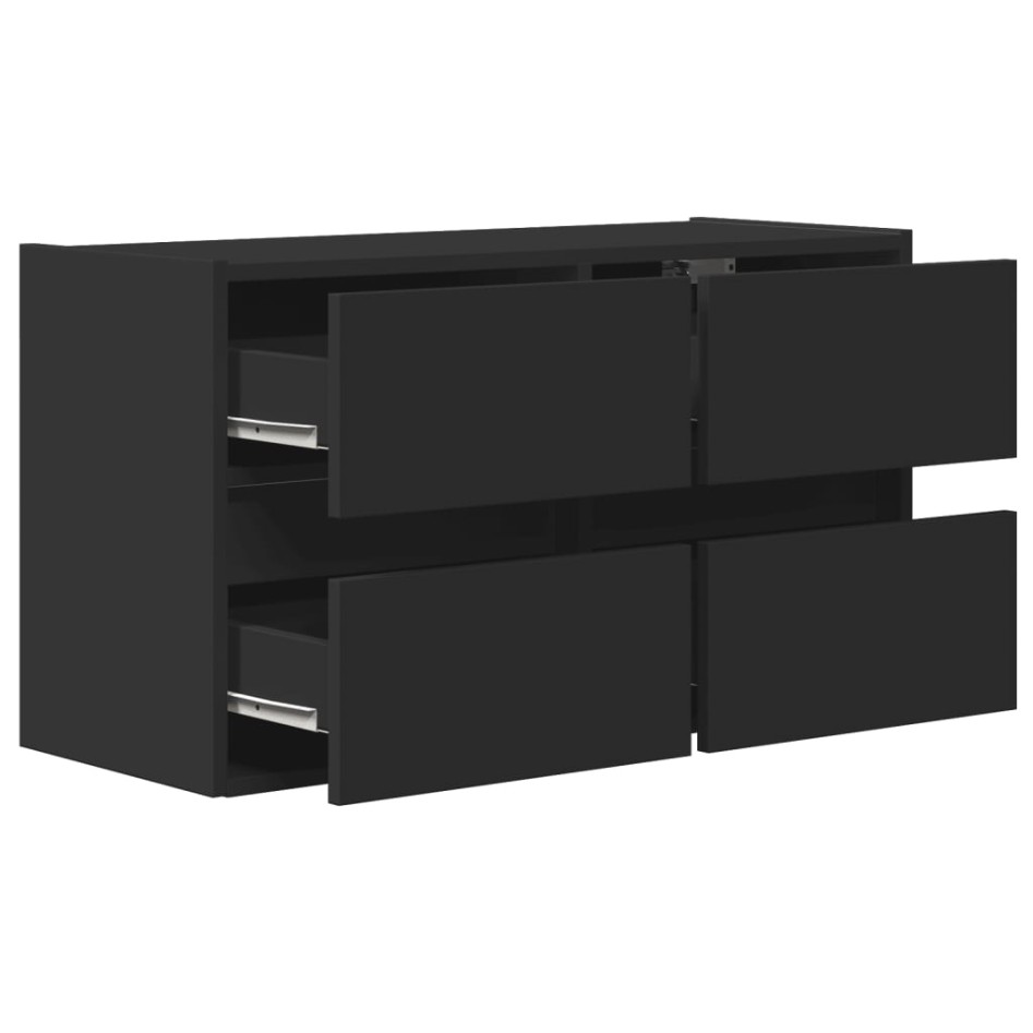 Mueble de TV de pared con luces LED negro 80x31x45