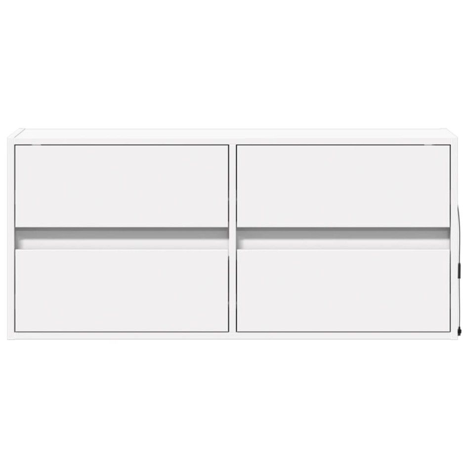 Mueble de TV de pared con luces LED blanco 100x31x45