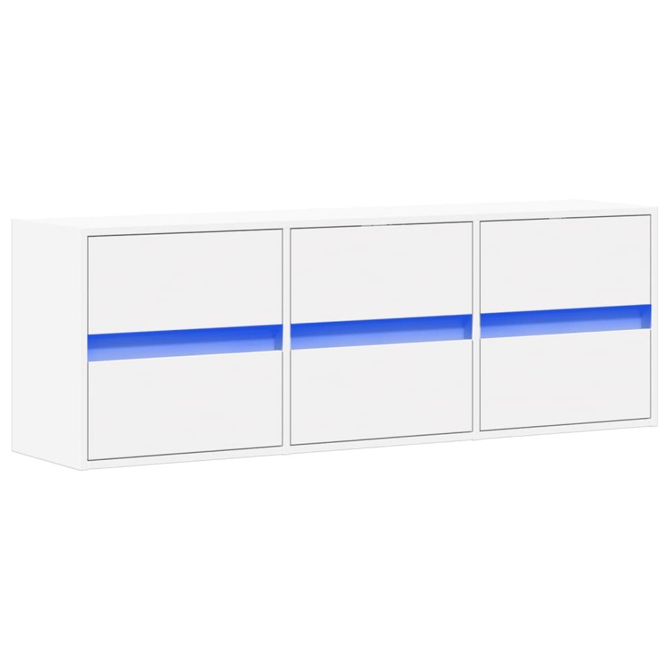 Mueble de TV de pared con luces LED blanco 130x31x45