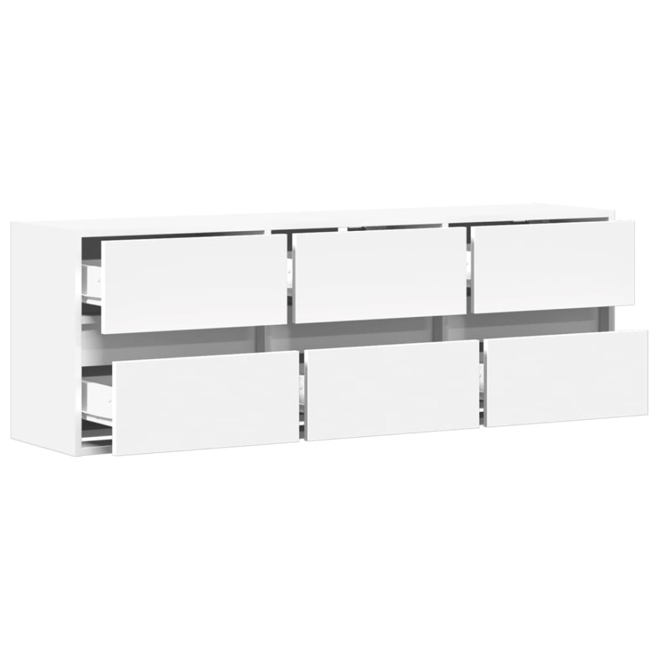 Mueble de TV de pared con luces LED blanco 130x31x45