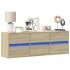 Mueble de TV de pared con luces LED roble Sonoma 130x31x45