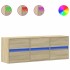 Mueble de TV de pared con luces LED roble Sonoma 130x31x45