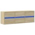 Mueble de TV de pared con luces LED roble Sonoma 130x31x45