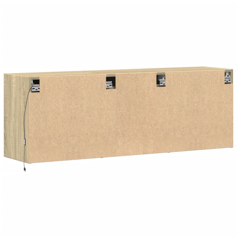 Mueble de TV de pared con luces LED roble Sonoma 130x31x45