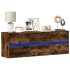Mueble de TV de pared con luces LED roble ahumado 130x31x45