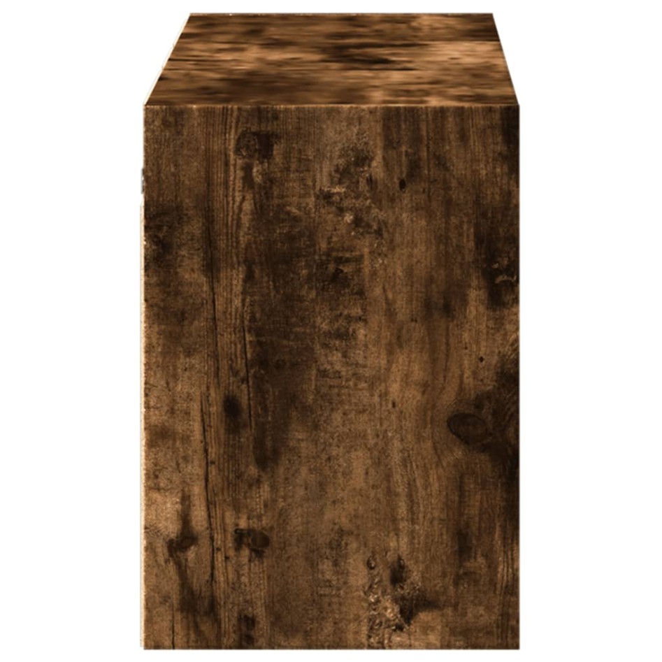 Mueble de TV de pared con luces LED roble ahumado 130x31x45