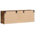Mueble de TV de pared con luces LED roble ahumado 130x31x45