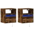 Muebles TV de pared luces LED 2 uds roble ahumado 41x31x45