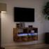 Muebles TV de pared luces LED 2 uds roble ahumado 41x31x45