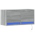 Mueble de TV de pared con luces LED gris Sonoma 80x31x35