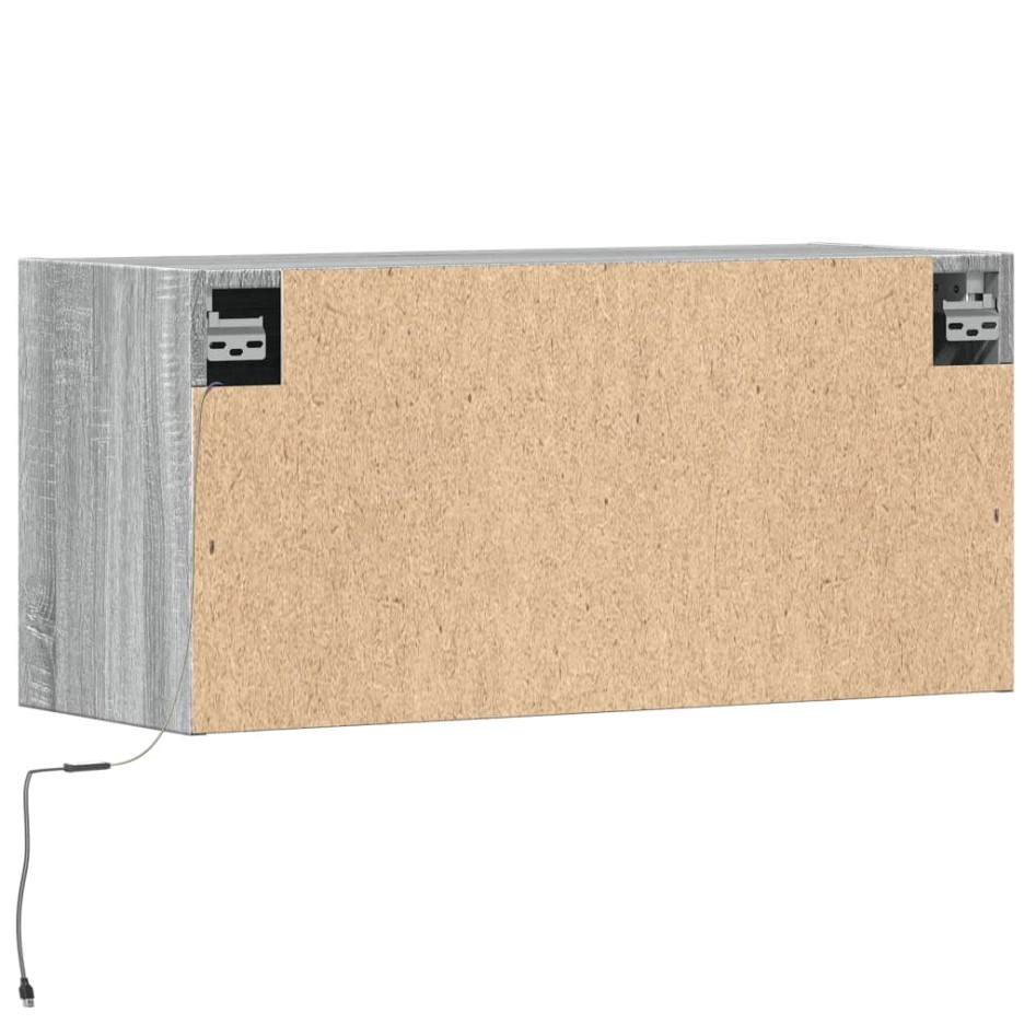 Mueble de TV de pared con luces LED gris Sonoma 80x31x35